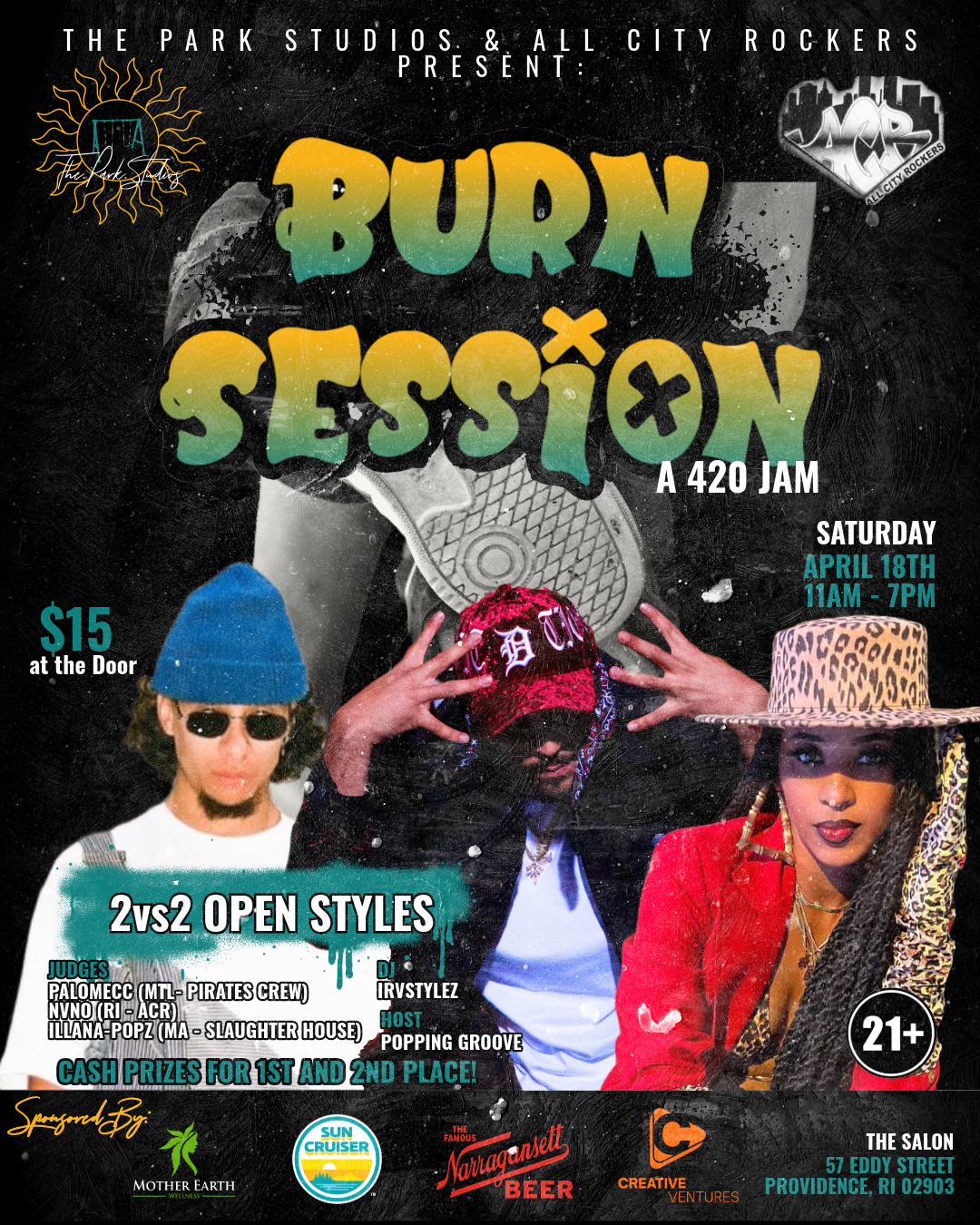 Burn Session: A 420 Jam flyer from the last edition