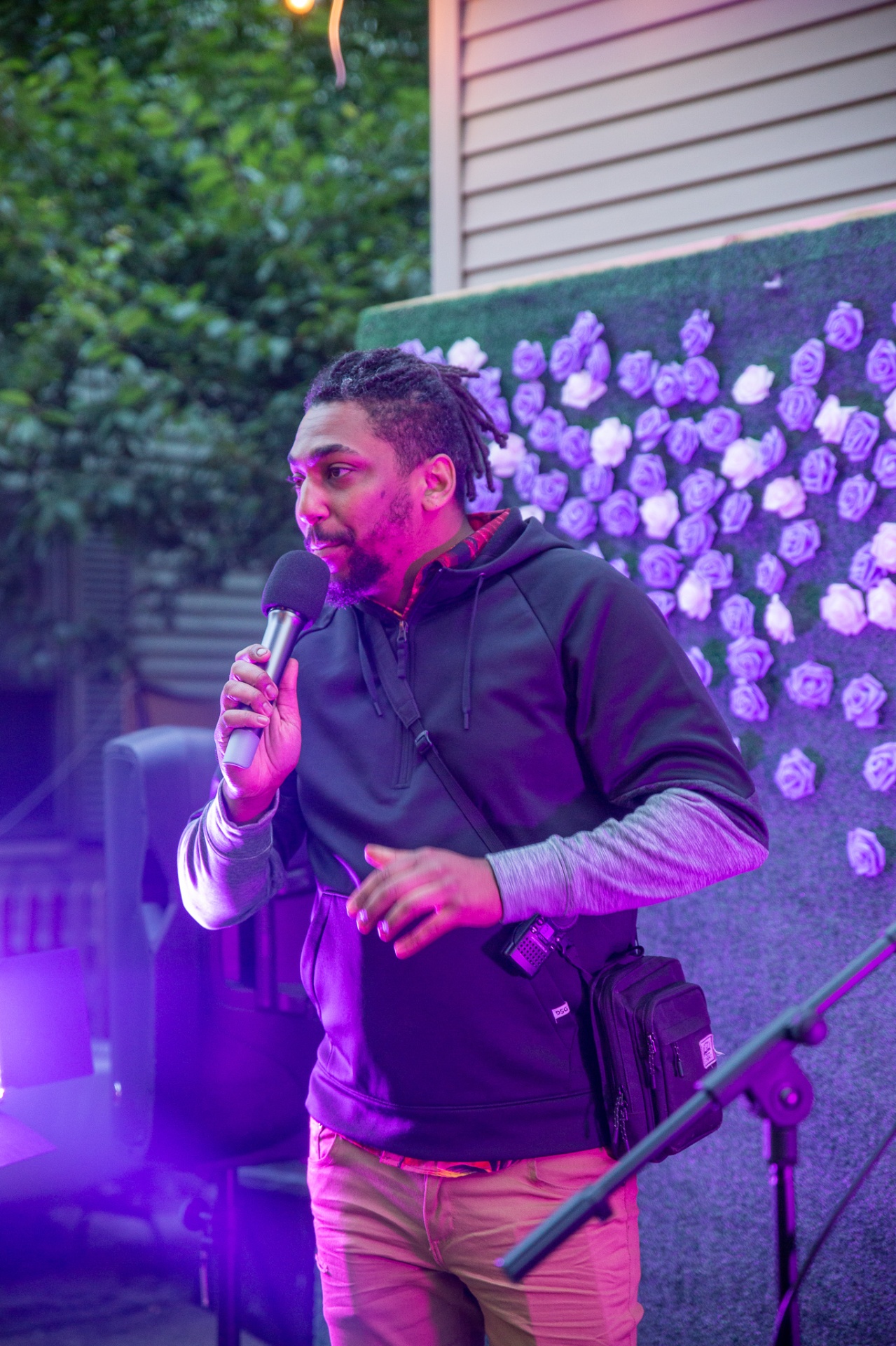 Host between sets at Hues Cookout 2022